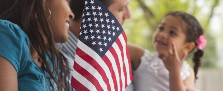 Family enjoying the 4th of July (Independence day).